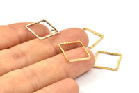 Silver / Gold Square Connector , 20 Antique Silver - Gold Plated Brass Square Connectors With Faceted One Side (14x0.85mm) N0541