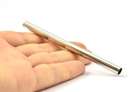 Silver Tone Tubes, 6 Nickel Free Plated Silver Tone Brass Tubes (6x90mm) Bs 1539 H0409