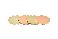 Gold / Rose Gold Flower Charm, 3 Gold - Rose Gold Plated Brass Flower Stamping Blank Tag Charms  (30mm) N0515 Q0136
