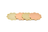 Gold / Rose Gold Flower Charm, 3 Gold - Rose Gold Plated Brass Flower Stamping Blank Tag Charms  (30mm) N0515 Q0136