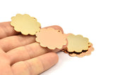 Gold / Rose Gold Flower Charm, 3 Gold - Rose Gold Plated Brass Flower Stamping Blank Tag Charms  (30mm) N0515 Q0136