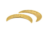Hammered Moon Pendant, Raw Brass Hammered Moons with 2 Holes (44x12x1.2mm) N0389