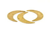 Hammered Moon Pendant, Raw Brass Hammered Moons with 2 Holes (44x12x1.2mm) N0389