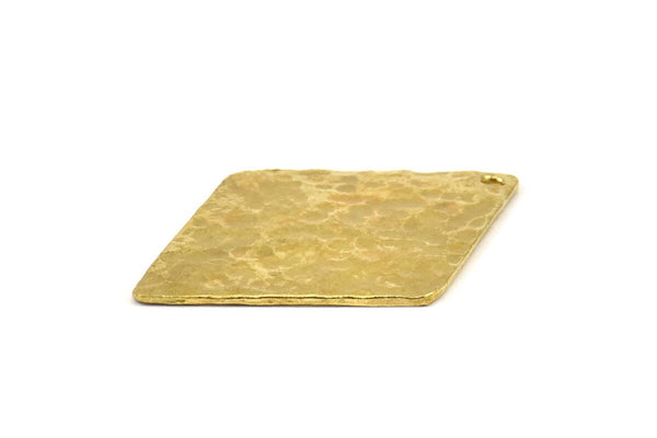 Hammered Diamond Charm, Raw Brass Hammered Diamond Flat Charms Pendant, Findings (34x24mm) N0233