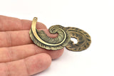 Bronze Feather Pendant , Oxidized Bronze Feather Charms, Necklace Findings (44x33mm) S556