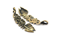 Bronze Feather Pendant , Oxidized Bronze Feather Charms, Necklace Findings (55x17mm) S563
