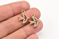 CZ Pave Swallow Pendants, Cubic Zirconia Pave Bird Charms (17x14mm) cz2