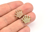 CZ Pave Tiara Pendants, Cubic Zirconia Tiara Pave Charms (16x13mm) cz7