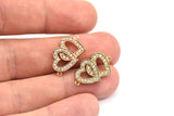 CZ Pave Hearts Pendant, Cubic Zirconia Rose Gold-Gold Heart Pave Charm (20x12mm) cz11