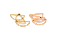Gold-Rose Gold Half Moon, 10 Tiny Brass Gold-Rose Gold Plated Semi Circle Connectors (8x16x0.8mm) D0008 Q0041