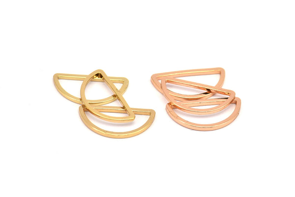 Gold-Rose Gold Half Moon, 10 Tiny Brass Gold-Rose Gold Plated Semi Circle Connectors (8x16x0.8mm) D0008 Q0041