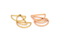 Gold-Rose Gold Half Moon, 10 Tiny Brass Gold-Rose Gold Plated Semi Circle Connectors (8x16x0.8mm) D0008 Q0041
