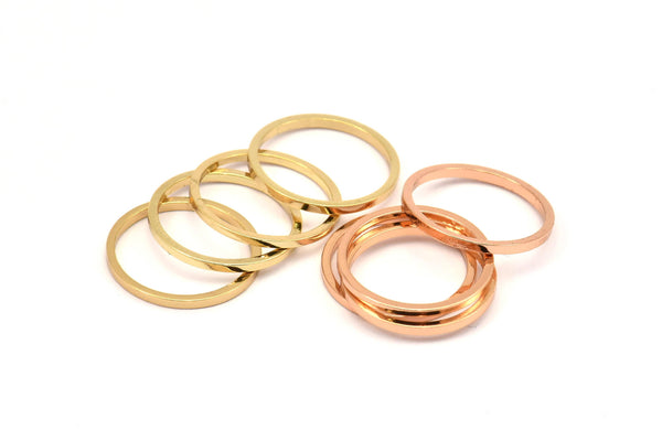 Gold / Rose Gold Connector, 12 Rose Gold - Gold Plated Brass Circle Connectors, Rings (16x1x1mm) BS 1098 Q0017