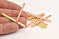 Tiny Gold-Rose Gold Bar, 8 Gold-Rose Gold Plated Bar Connector Pendant with 2 Holes (45x3x1mm) A0827 Q0143
