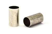 Silver Tube Beads, 6 Antique Silver Plated Brass Tubes (10x18mm) Bs 1555