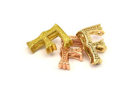 3 Letter Pendants, 3 Brass Letter Alphabets, Rose Gold and Gold Finish Options, Uppercase, Letter Initial Pendant for Personalized Necklaces