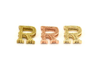 3 Letter Pendants, 3 Brass Letter Alphabets, Rose Gold and Gold Finish Options, Uppercase, Letter Initial Pendant for Personalized Necklaces