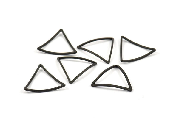 Black Triangle Charm - 50 Oxidized Brass Black Open Cambered Triangle Ring Charms (20x0.8mm) BS 1212 S461