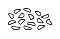Black Half Moon - 50 Brass Black Oxidized Semi Circle Connectors (6x11x0.80mm) D0007 S511