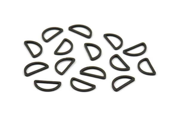 Black Half Moon - 50 Brass Black Oxidized Semi Circle Connectors (6x11x0.80mm) D0007 S511