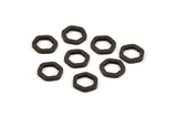 Black Hexagon Ring, 100 Black Oxidized Brass Hexagon Ring Charms (6x1mm) D0012 S469