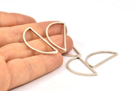 Pirinç Yarım Ay - 12 Antik Gümüş Kaplama Pirinç Yarım Daire Bağlantı Elemanı (15x30x1mm) D0011 H0104
