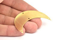 Moon Wall Art, 5 Raw Brass Crescent Moon Wall Hanging Decor with 4 Holes (75x26x0.60mm) H0175