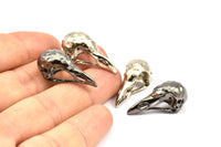 Tiny Bird Skull, 3 Brass Black Plated, Nickel Free Plated, Choose Finish, Bird Skull Pendants (25x12x11mm) N0484