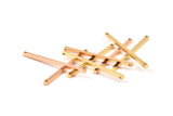 Tiny Gold-Rose Gold Bar, 8 Gold-Rose Gold Plated Bar Charms with 2 Hole  (40x2x2mm) A0838 Q0122