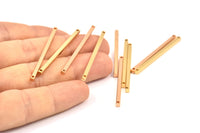 Tiny Gold-Rose Gold Bar, 8 Gold-Rose Gold Plated Bar Charms with 2 Hole  (40x2x2mm) A0838 Q0122