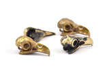 Tiny Bird Skull, 1 Solid Bronze and Oxidized Bronze Bird Skull Pendants (24x11.5x9.5mm) N0344