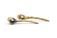 Bronze Skull Pendant, 2 Solid Bronze and Oxidized Bronze Bird Skull Pendant (52x10mm) N0342