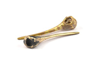 Bronze Skull Pendant, 2 Solid Bronze and Oxidized Bronze Bird Skull Pendant (52x10mm) N0342