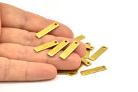 Tiny Rectangle Bar, 40 Raw Brass Rectangle Stamping Blanks with 1 Hole, Necklace Finding (20x5x0.80mm) U025