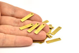 Tiny Rectangle Bar, 40 Raw Brass Rectangle Stamping Blanks with 1 Hole, Necklace Finding (20x5x0.80mm) U025