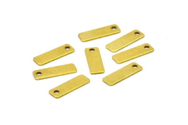 Tiny Rectangle Bar, 50 Raw Brass Rectangle Stamping Blanks with 1 Hole, Necklace Finding (15x5x0.80mm) U023