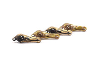 Bird Skull Charm, 1 Solid Bronze and Oxidized Bronze Bird Skull Pendant with 1 Loop (30x10x8mm) N0347