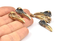 Bronz Uzun Burunlu Kuş, 2 Katı Bronz ve Oksitlenmiş Bronz Kuş Kafatası Kolye (27x10x8mm) N0345