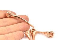 Rose Gold Long Nose Bird, 1 Rose Gold Plated Brass Bird Skull Pendant (52x10mm) N0494
