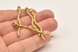Brass Twisted Bar Pendant, 6 Raw Brass Textured Twisted Pendant with 1 Loop (55x2.2mm) N0297