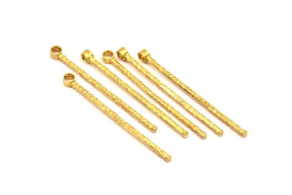 Brass Bar Pendant, Raw Brass Textured  Pendant with 1 Loop (55mm) N0294