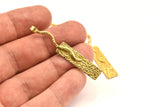 Brass Bar Pendant, 2 Raw Brass Textured Pendant with 1 Loop and Rectangle Blank (52x8mm) N0405