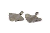 Ginkgo Leaf Pendant, 4 Black Plated Brass Leaf Charms (26x25mm) N0393