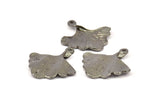 Ginkgo Leaf Pendant, 4 Black Plated Brass Leaf Charms (26x25mm) N0393