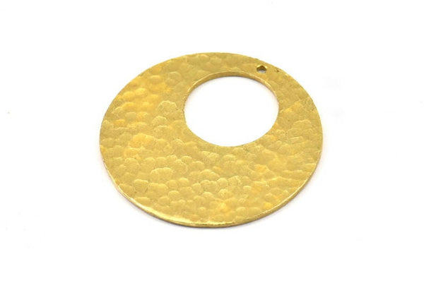 Hammered Ear Hoops, Raw Brass Round 1 Hole Stamping Earring Findings, (32mm) N0473