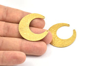 Hammered Moon Crescent Charm, Raw Brass Hammered Moon with 2 Holes Pendant (37x13x3mm) N0475
