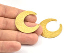 Hammered Moon Crescent Charm, Raw Brass Hammered Moon with 2 Holes Pendant (37x13x3mm) N0475