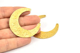 Hammered Moon Crescent Charm, Raw Brass Hammered Moons with 2 Holes Pendant (45x14x4mm) N0436