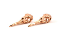 Rose Gold Bird Skull, 1 Rose Gold Plated Brass Bird Skull Necklace Pendants (32x11x10mm) N0492 Q0105