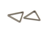 Üçgen Charm - 6 Siyah Kaplamalı Pirinç Üçgen Charm (28x2mm) D0013